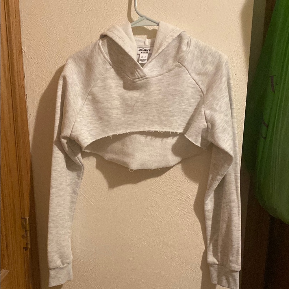 Gray Cropped Hoodie